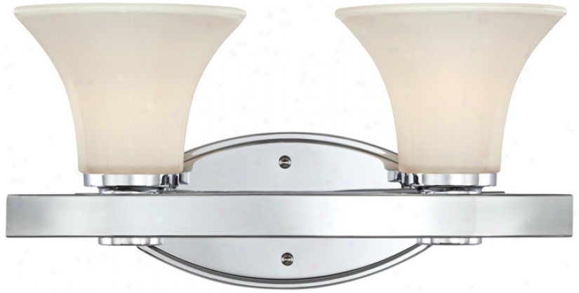 Chrome And Etched Glass 15 1/2" Wide Bathroom Light Fixture (t6284)