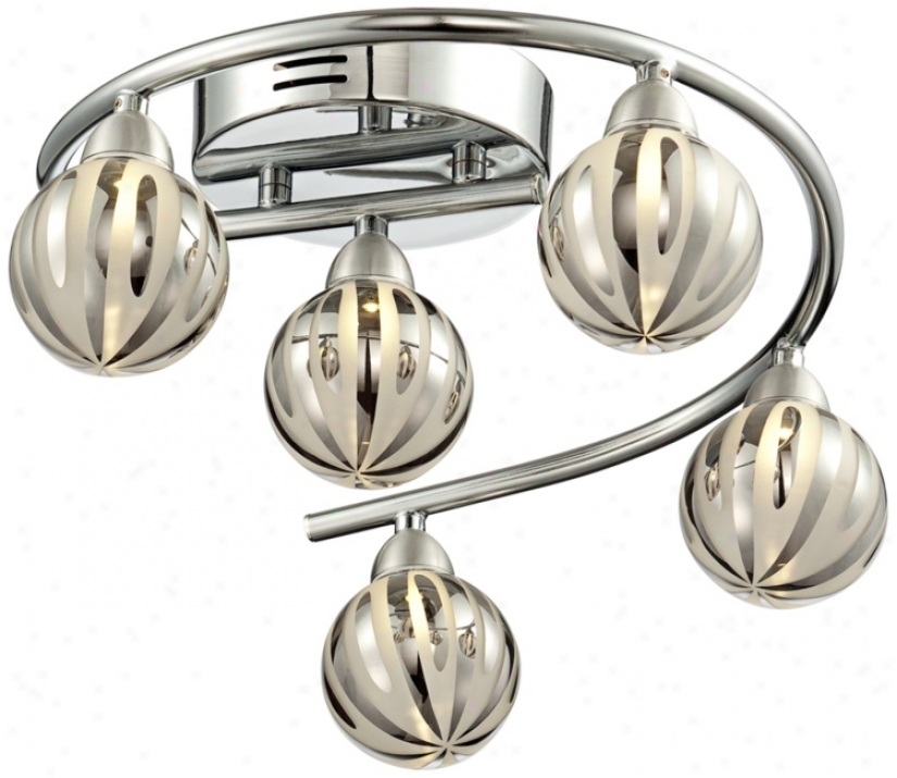 Chrome And Etched Glass Globes 5-light Led Ceiling Light (u8244)