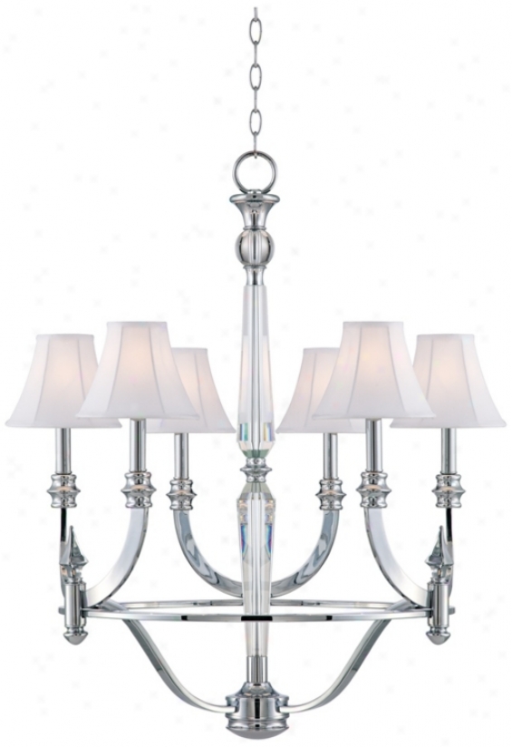 Chrome Finish With White Shades 25" Wide Chandelier (p4433)