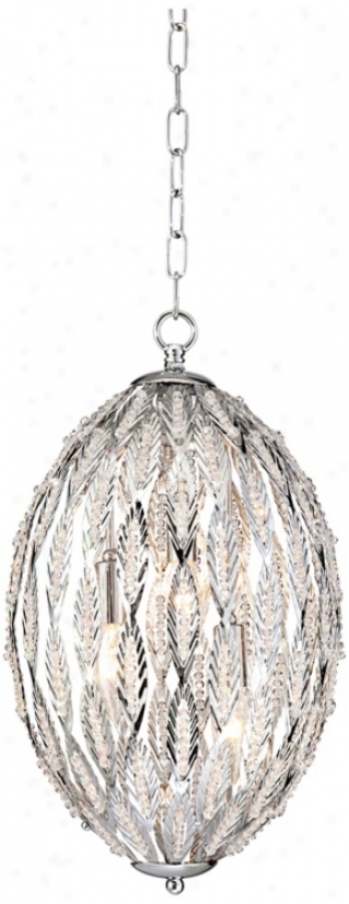 Chrome Leaf And Crystal 10" Wide Pendant Gay (p4820)