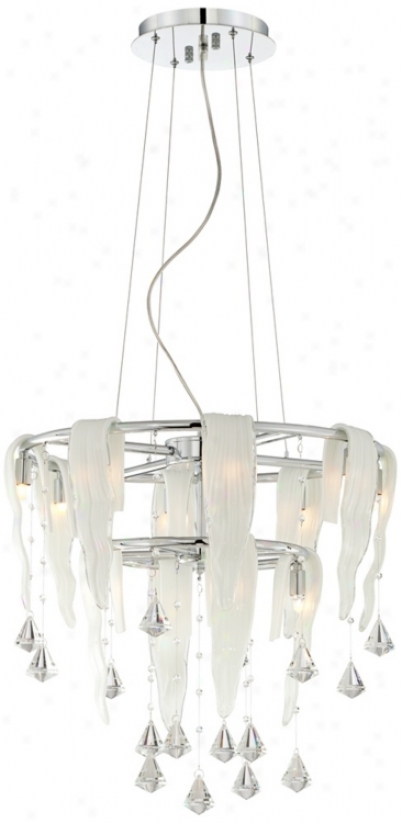 Chrome Rippled Glass Crystal Drops 19 3/4" Wide Chandelier (t6282)