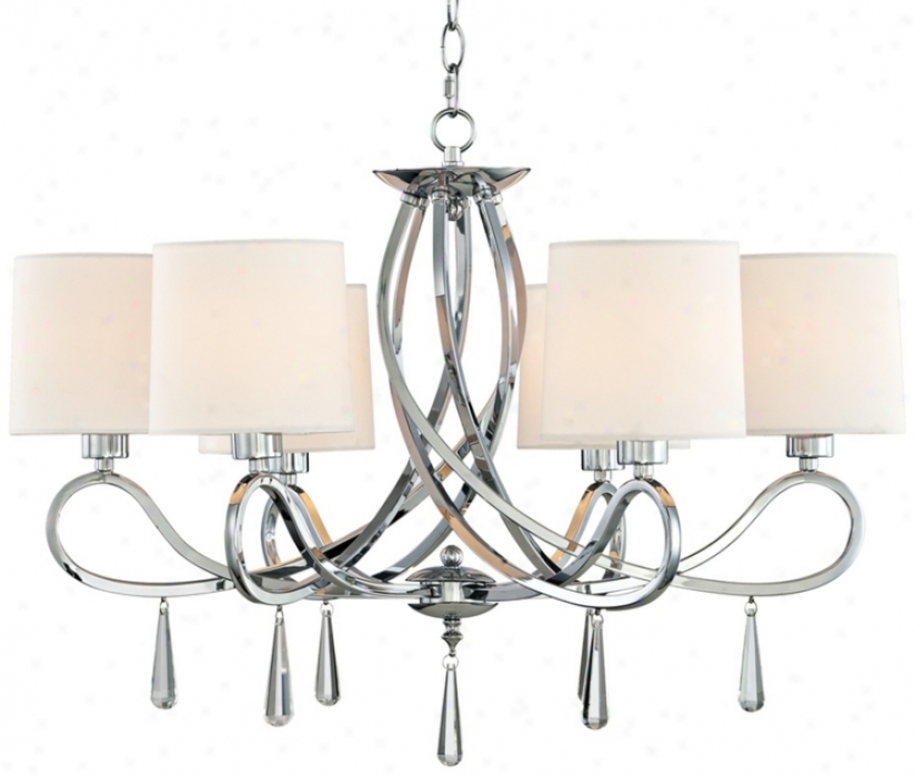 Chrome Swirl Glass Ear-ring 26" Wide Chandelier (t6860)