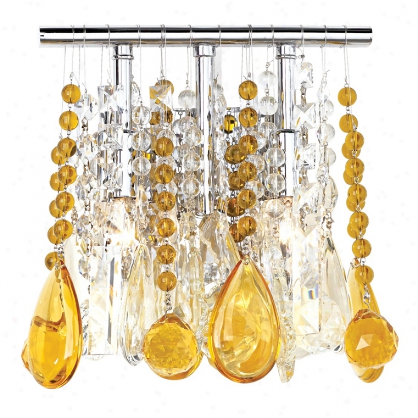 Clear And Amber Crystal  9" Wide Two Light Wall Sconce (33768-00829)