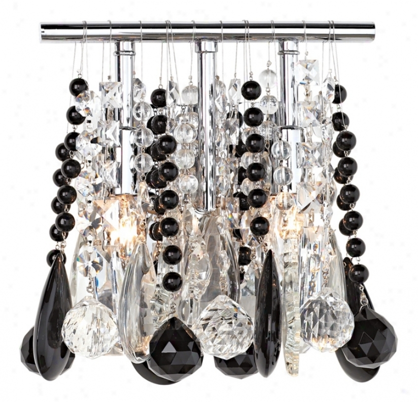 Clear And Black Crystal 9" Wide Two Light Wall Sconce (33768-00823)