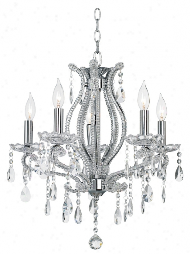 Clear Crystal And Chrome Five Liyhht Chandelier (33571)