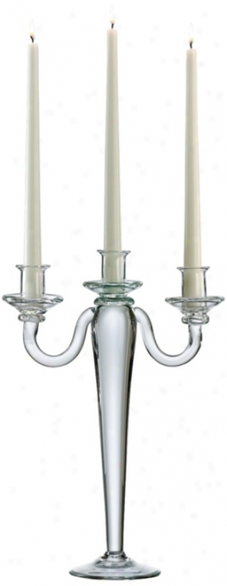 Clear Glass Three Liht Taper Candle Candelabra (v0821)