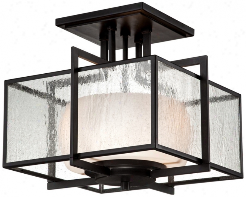 Clear S3eded Glass 15 3/4" Wide Bronze Ceiling Light Fixture (u9325)