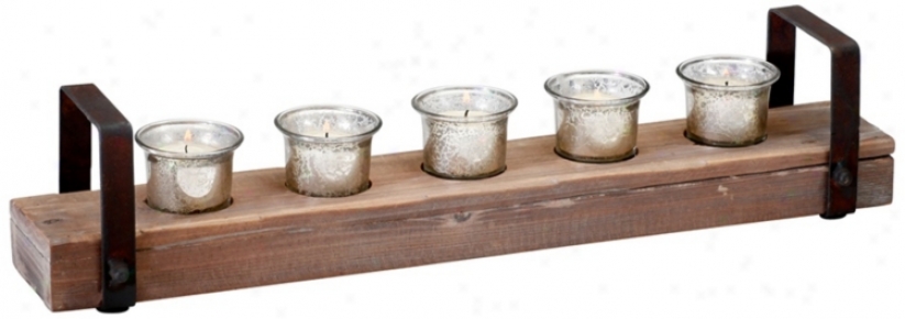 Clifton Raw Iron And Natural Forest Tealight Candle Holder (u7010)