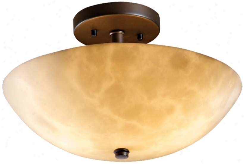 Clouds Dark Bronze Semiflush 14" Wide Ceiling Light (k5348)