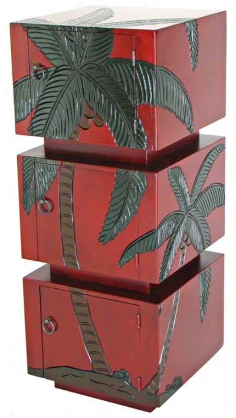 Coconut Palm Tree Storage Pedestall (h5496)