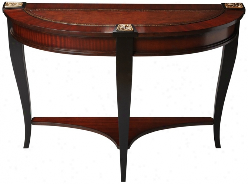 Connoisseur'a Leather Inset Demilune Console Table (u4408)