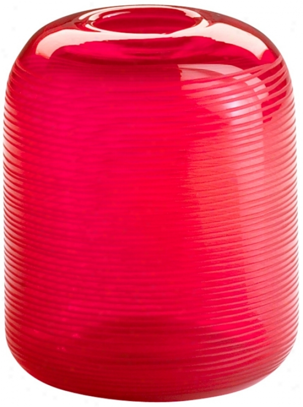 Contempo Etched Crimson Red Glass Vase (u7000)
