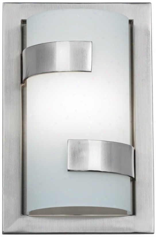 Contemporary 12" High Nickel And White Glass Wall Sconce (u8609)