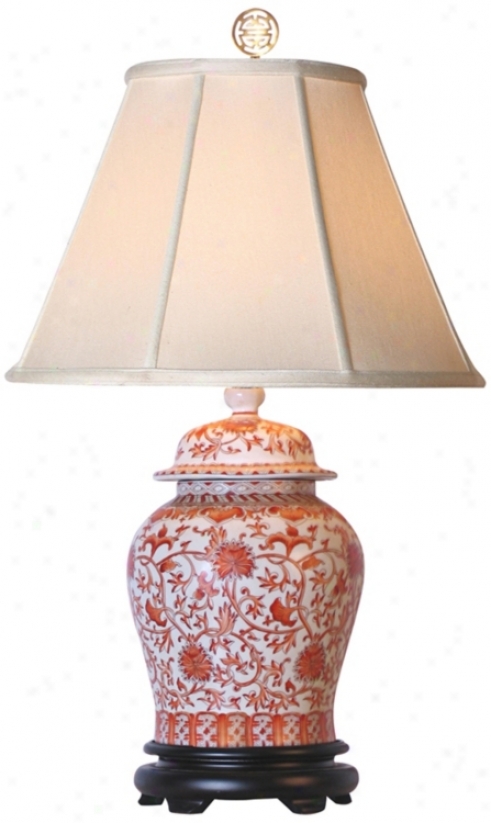 Coral Porcelain Temple Shake Synopsis Lamp (g7011)