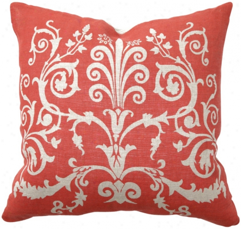 Coral RedS croll Print 22" Wide Throw Pillow (t9839)