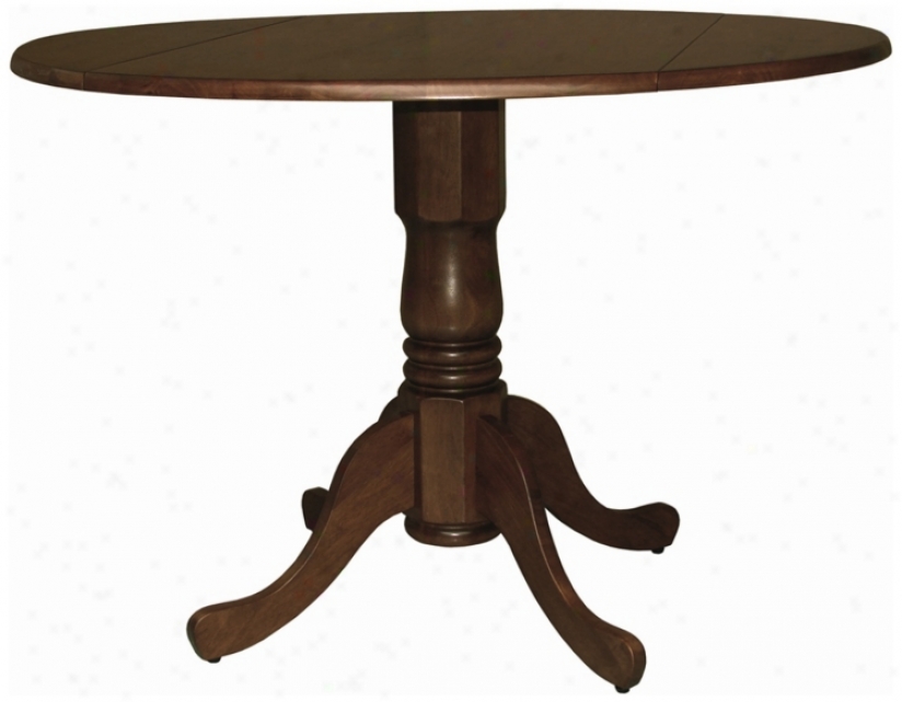 Cot Oak Finish Round Drop Leaf Pedestal Table (u4191)