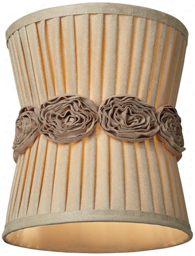 Cotton Pleated Rosettes Pinched Drum Shade 9x9x10 (spider) (u0974)