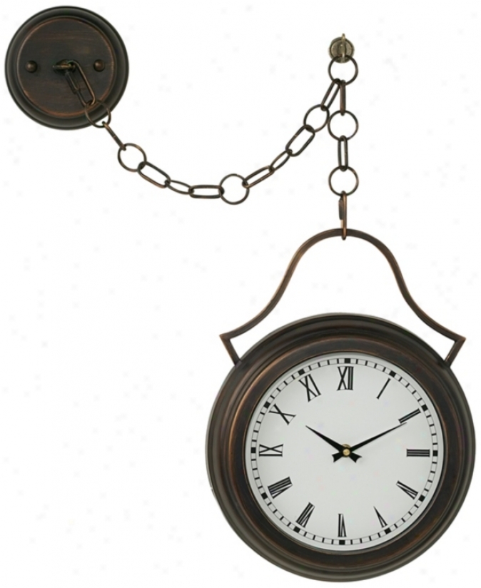 Courtyard Bronze 16 1/2" High Hanging Pendant Clock (m0080)