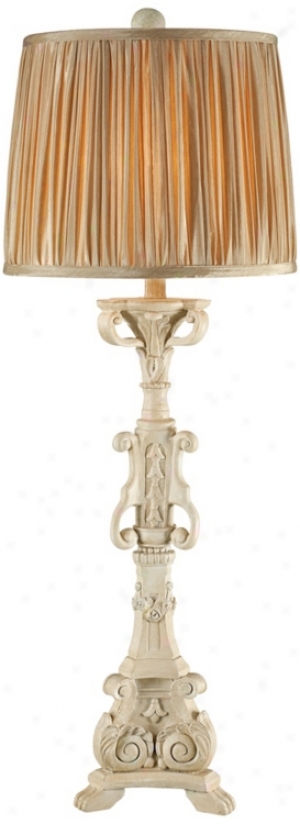 Crackle White French Candlestick Console Table Lamp (t8908)