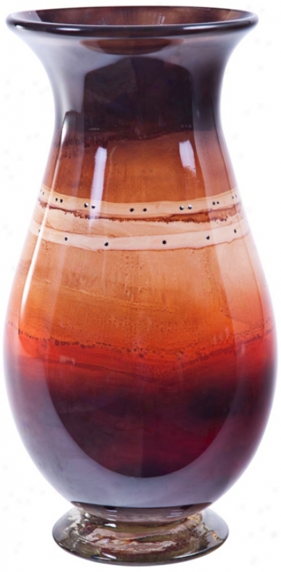 Cranberry Art Glass Urn Candle Holder Vase (v2764)