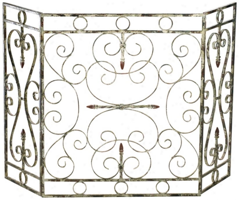 Crawford Antique White 29 1/4" Iron Fireplace Screen (v0476)