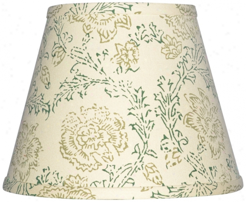 Cream Wth Olive Print Lamp Shade 9x16x12 (spider) (w0176)