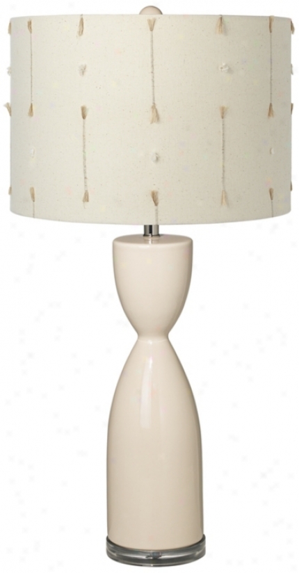 Creme With Slubs Shade Hourglass Ceramic Eggshell Table Lamp (t5904-u0961)