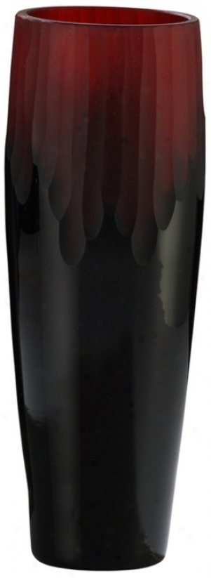 Crimson And Black 10" High Art Glass Vase (h9905)