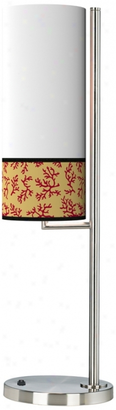 Crimson Coral Banner Giclee Table Lamp (38371-k3945)