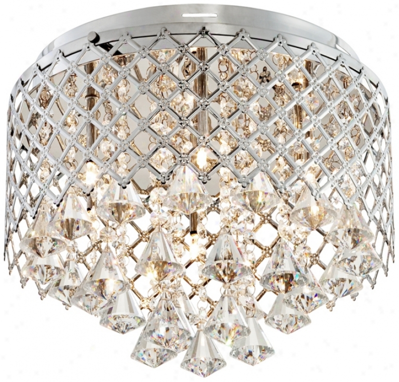 Criss-cross Crystal 14" Wide Flushmount Ceiling Light (r2871)