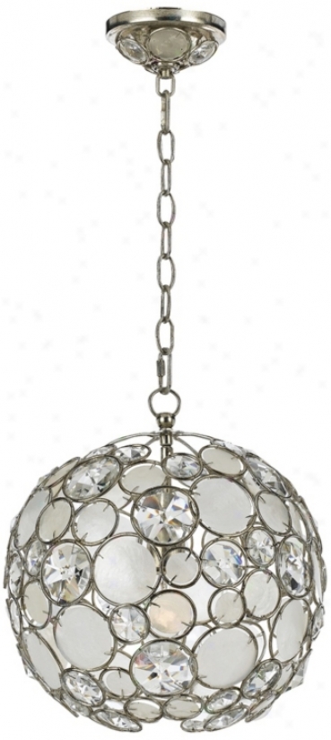 Crystorama Palla 13" Wide Antique Silver Pendant Light (v2030)