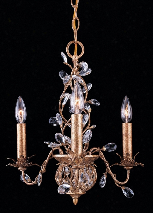 Crystorama Three Daybreak Clear Crystal Gold Leaf Chandelier (23610)