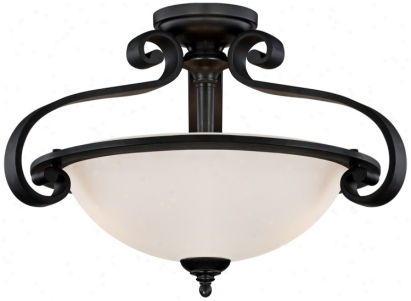 Curled Black Iron 20" Widd Semi-flushmount Light (u4598)