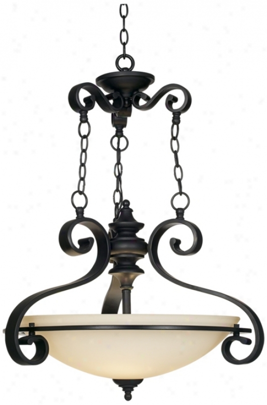 Curled Black Iron 24 3/4" Wide Pendant Chandelier (p7863)