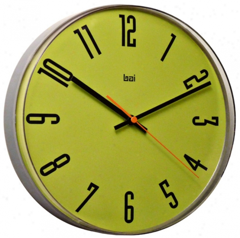 Cyber Chatreuse 11" Wide Lucite Wall Clock (v5345)