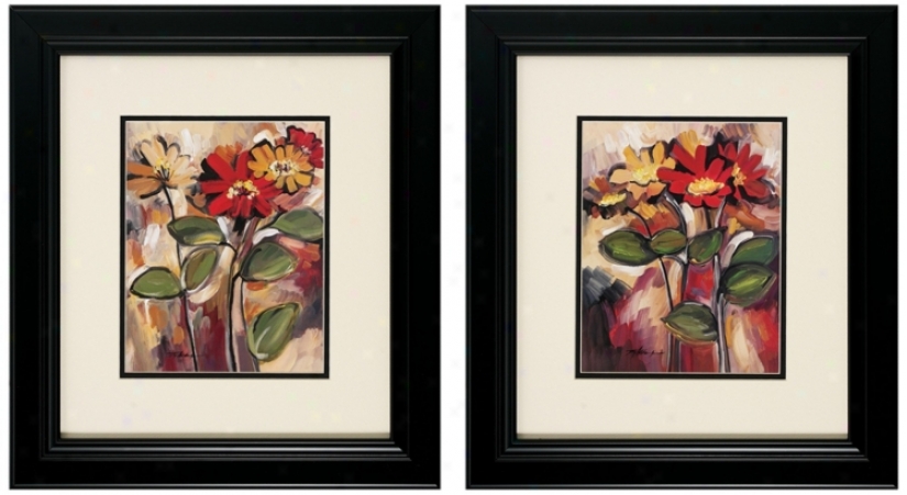 Daisy Divine I/ii Set Of 2 Fkoral Wall Art (v6187)