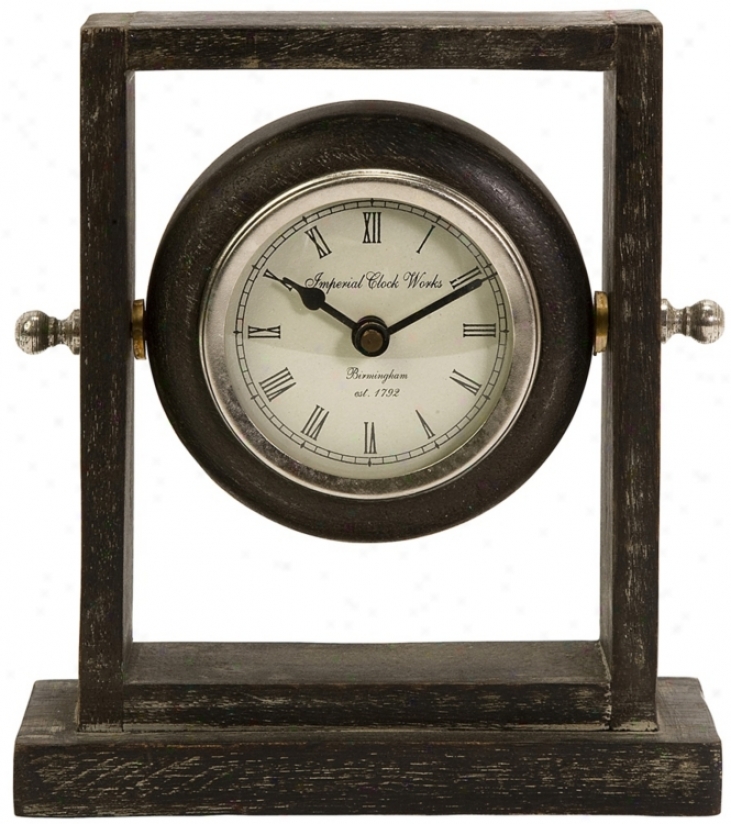 Danna Gray Wash Finish Wood Desk Clock (t9872)