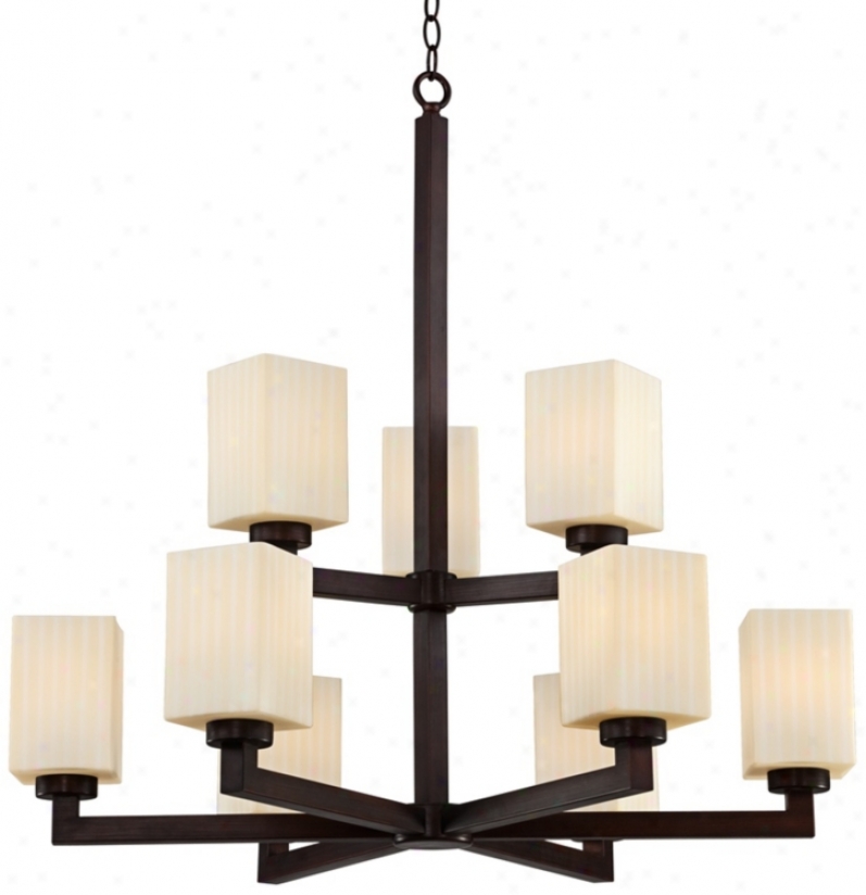 Dark Bronze Art Deco 32" Wide Two-tier Chandelier (t7091)