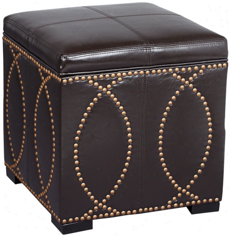 Dark Brown Faux Leather Upholstered Storage Cube Otroman (u4614)