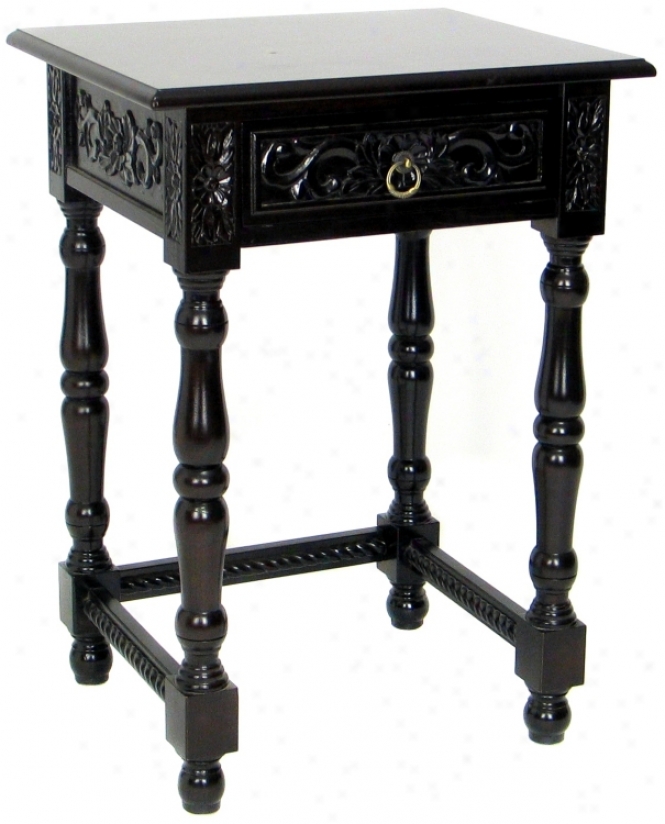 Darkness Brown Finish Single Drawer Traditional End Table (h5500)