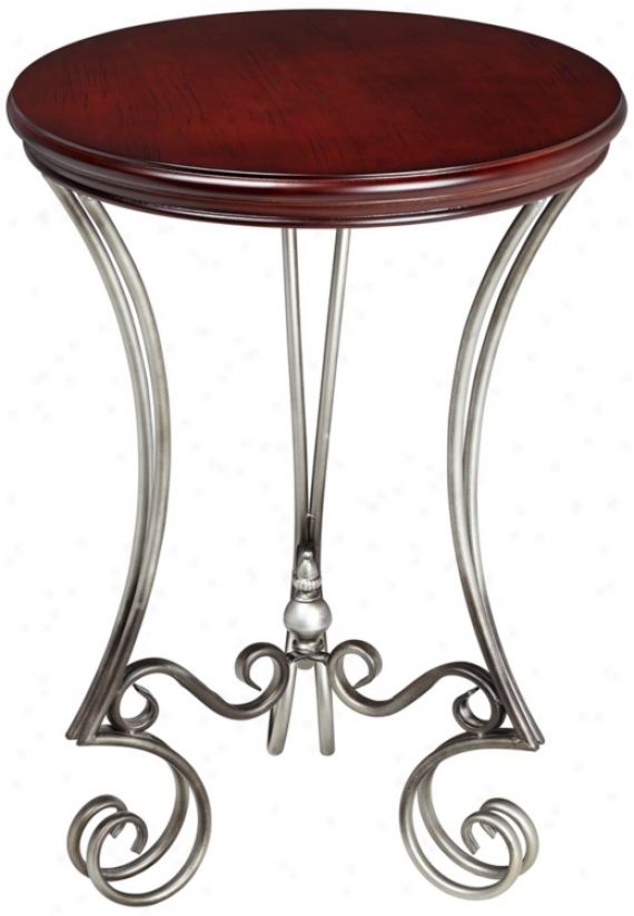 Dark Cherry And Brushed Silver Bardot Accent Table (v4138)