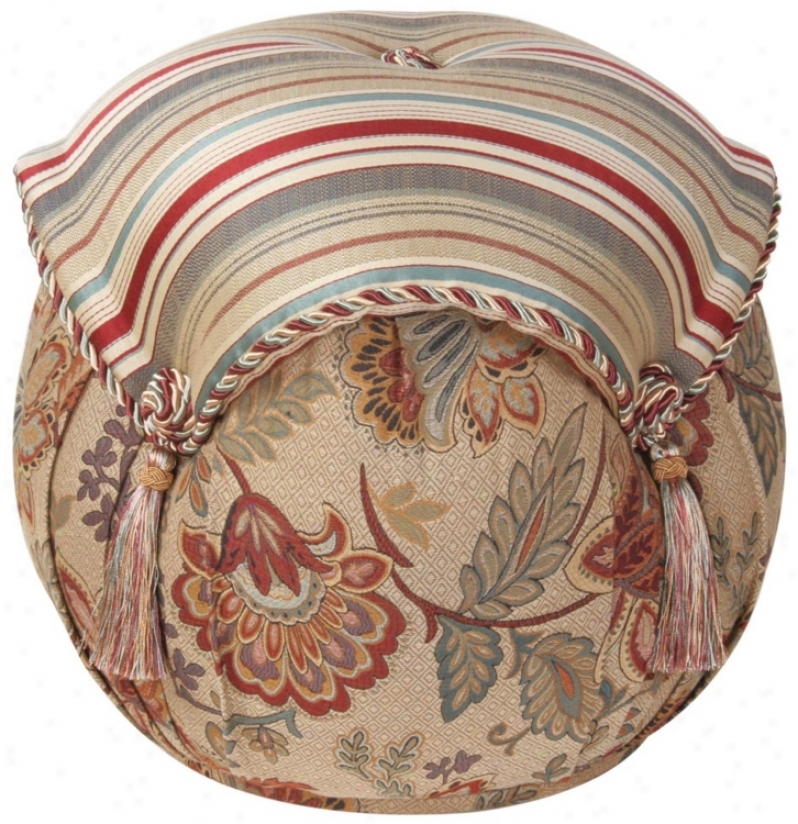 Drmpsey Striped And Floral Tassel Ottoman (u0748)