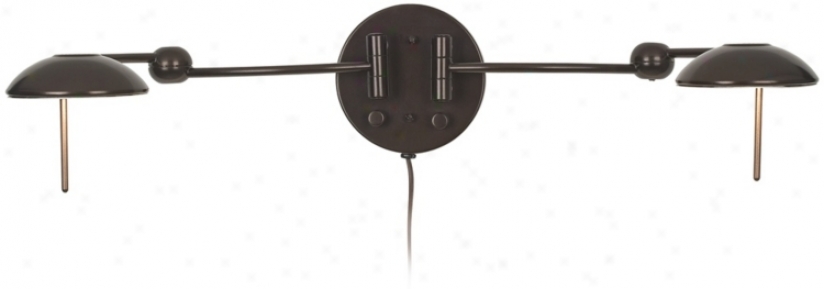 Double Arm Warm Bronze Plug-in Swing Arm Wall Unencumbered (p5390)