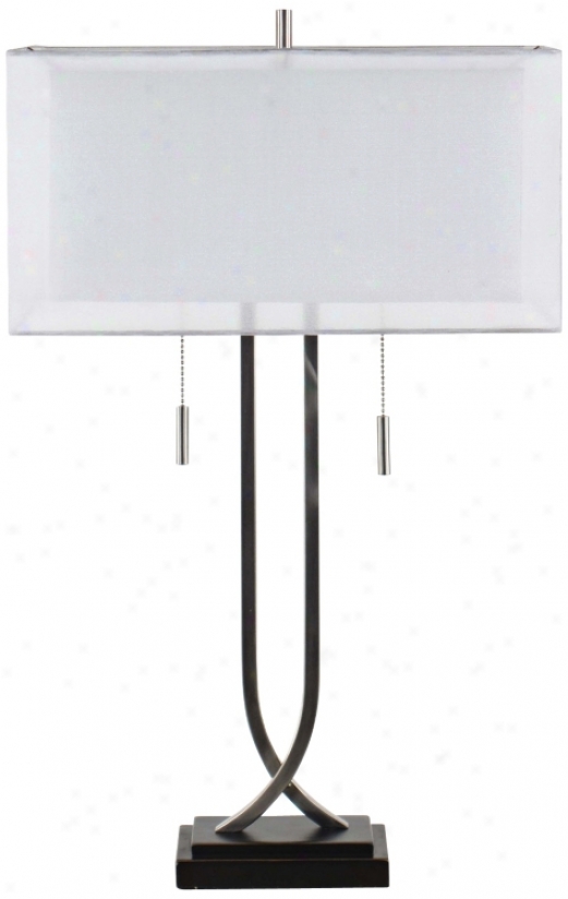 Double Box Shade Nickel Table Lamp (v3399)