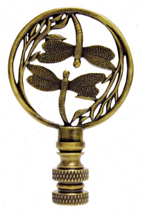 Double Dragonfly Antique Brass Finial (03694)