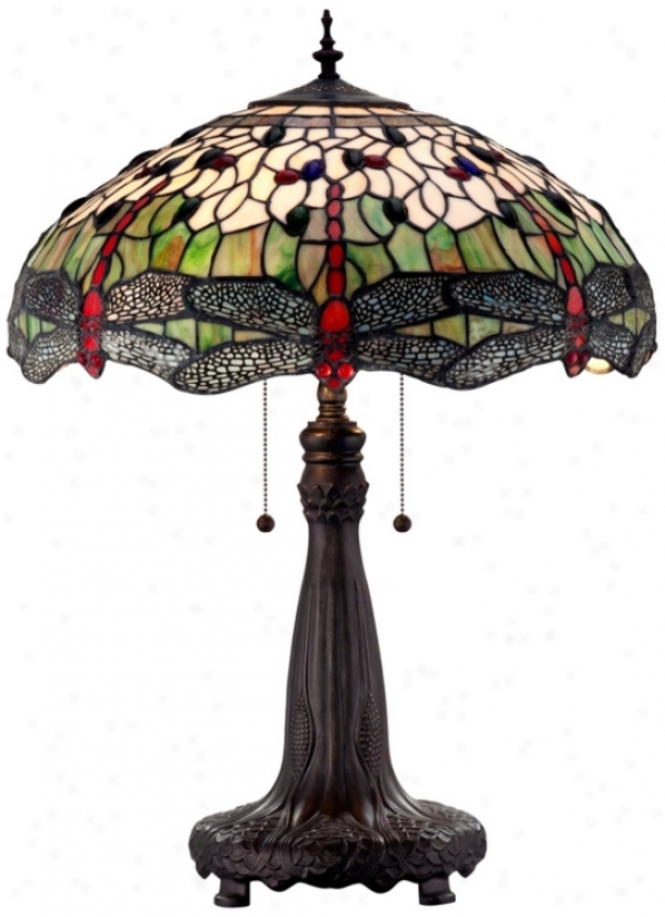 Dragonfly Tiffany Trade Glass Table Lamp (r3598)