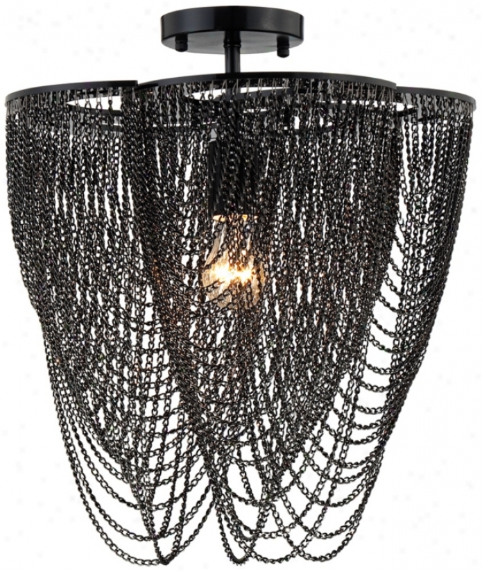 Drape Chain Black Semiflush Ceiling Fixture (u3599)