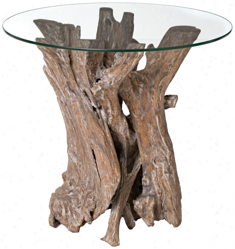 Driftwood With Glass Top Side Table (h8585)