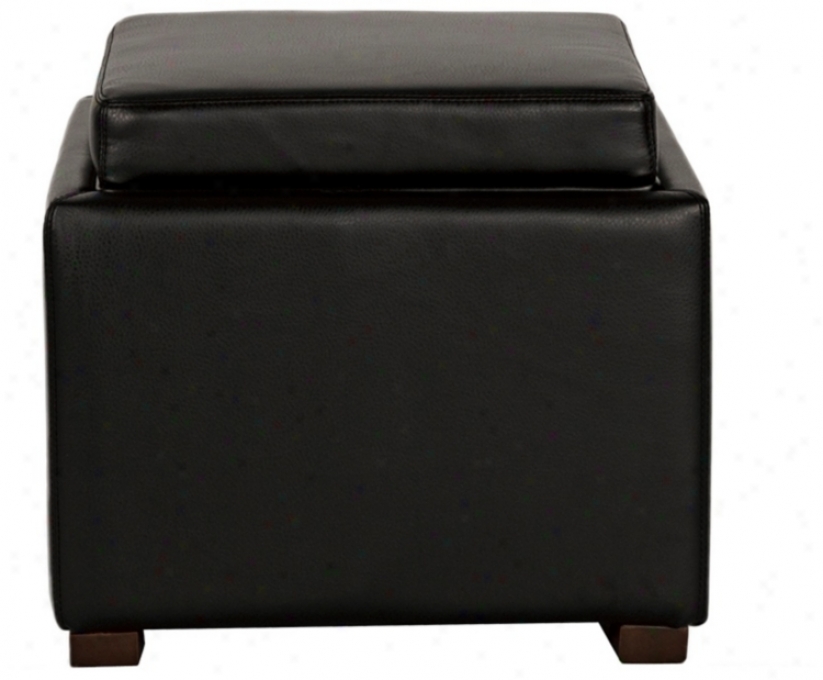 Dyaln Black Bonded Leather Storage Ottoman (u7970)