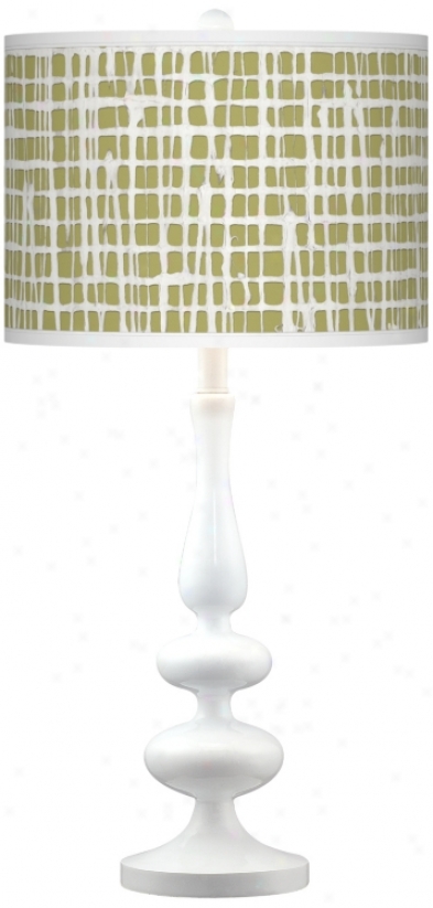 Ecru Screen Linen Giclee Paley White Table Lamp (n5729-t9355)